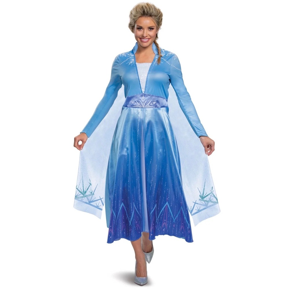 Disguise Disney Frozen Elsa Deluxe Adult Costume Blue Dress Plus Size XL 18-20